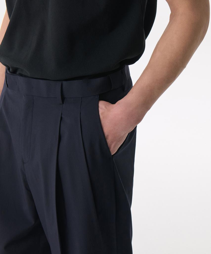 MUSINSA STANDARD [Cooltandard] Real Wide Hidden Banding Slacks [Navy]