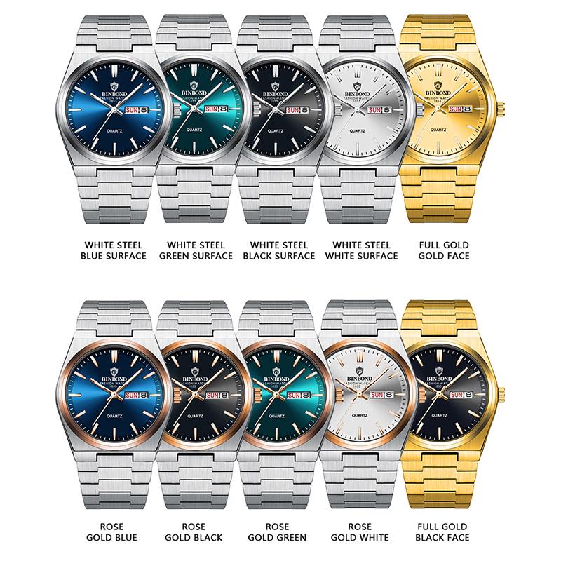 Luxury Watch for Man Elegant Date Week Waterproof Luminous Men Watch Quartz Stainless Steel Sports Men's Watches Reloj