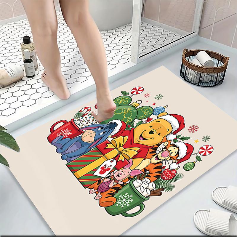 Christmas Winnie Pooh Party Carpet Rug Soft Washable Anti Slip Home Living Room Sofa Mats Personalized Christmas Rug