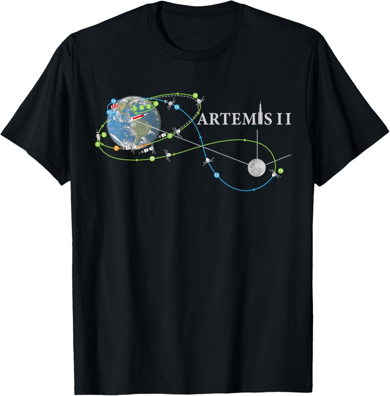 Artemis 2 Route Map SLS Rocket Launch Mission To The Moon Unisex T-Shirt XL