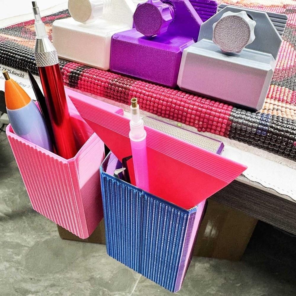 DIY Craft Point Drill Pens Holder Embroidery with Fixing Clip Storage Box Colourful Point Drill Pens Storage Container