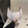 Fashion PU Leather Shoulder Bag Large Capacity Solid Color Underarm Bag Moon-shaped Tote Handbag Women