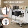 Kitchen Utility Cart, 3 Tiers, Wire Rolling Cart with 661LBS Capacity, Steel Service Cart on Wheels, Metal Storage Trolley with 80mm Basket Curved