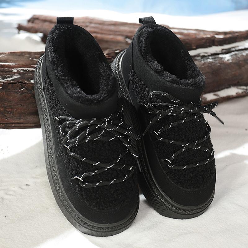 Fashion Fashion Lace Up Platform Snow Boots Women 2025 Thicken Plush Warm Winter Boots Woman Thick Sole Non Slip Cotton Padded Shoes
