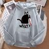 Spring and Autumn Men's Cute Little Black Cat with Knife Pattern Printed Hoodie Hip Hop Clothing Women's Fashion New Style 2025