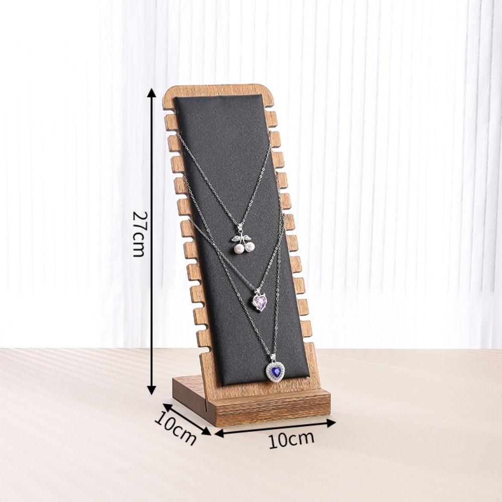 New Wood Necklace Display Stand Square Detachable Jewelry Organizer Leather Flock Wooden Storage Rack Jewelry