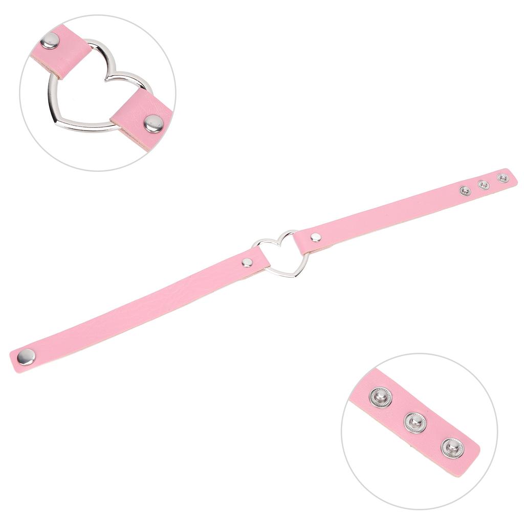 PU Lther Alloy Hrt Shaped Decoration Necklace Collar Jewelry Accessory