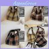 Stylish College Style Plaid Wool Shoulder Bag Spacious Crossbody Tote For Students