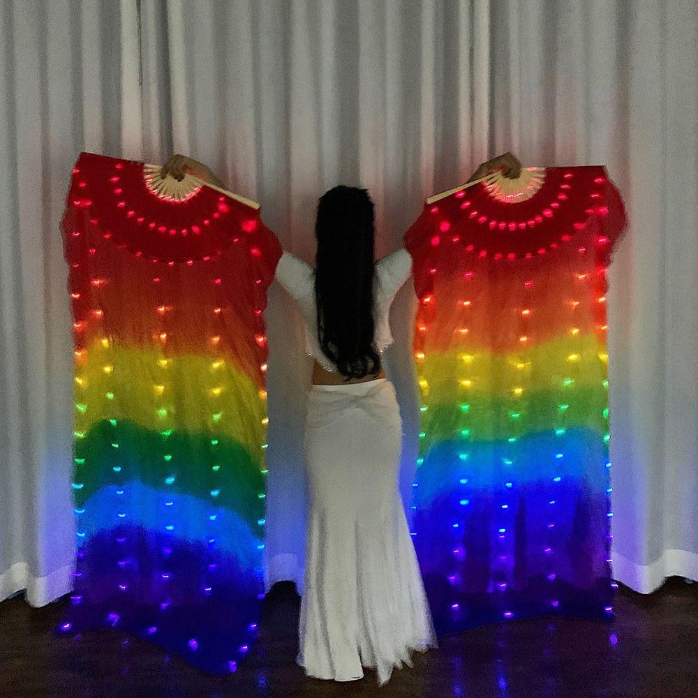 Silk Belly Dance Fans LED Light Performance Props Universal LED Fan  Stage Performance