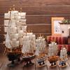 Handcrafted Wooden Sailboat Model: Mediterranean Decor & Birthday Gift
