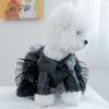 Black PU Dog Clothes Winter Luxury Leather Costume Clothing Warm Coat For Small Dogs Chiwawa Sequins Tulle Skirt Coats Jacket XS