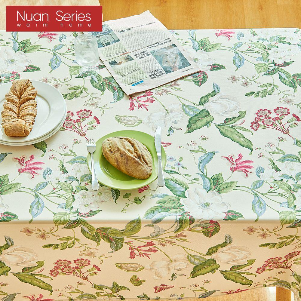 1PC Simple Spring Pastoral Print Tablecloth Fringe Decor for Tables Dining Coffee Makeup Table Decor Nuan Series