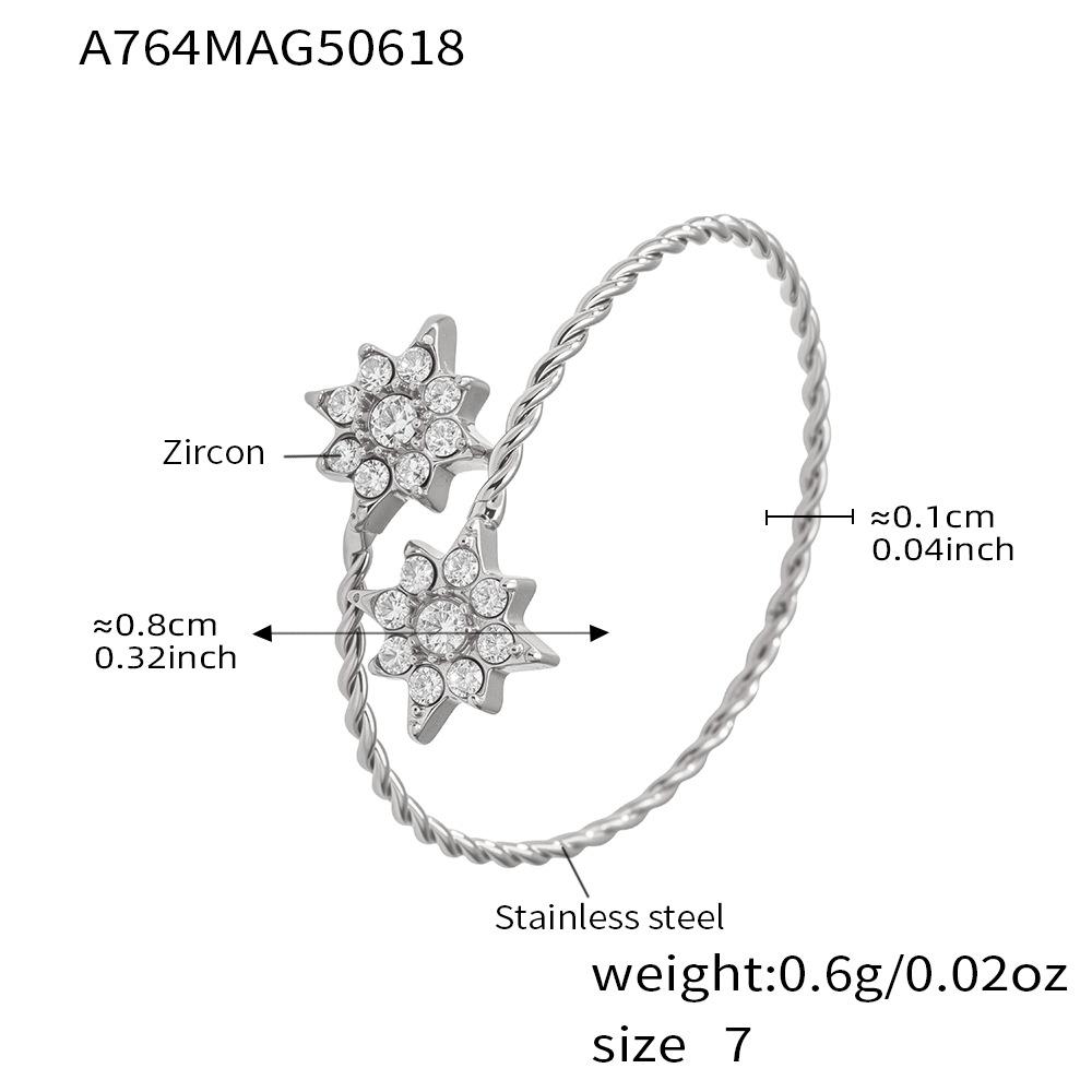Mili Rhinestone Heart 5A Zircon Geometric Ring – 18K Gold-Plated Adjustable Stainless Steel Band Jewelry Set for Girls.