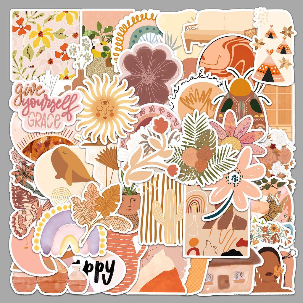 50 Bohemian Graffiti Style Waterproof Stickers for Skateboards, Phones, and Suitcases