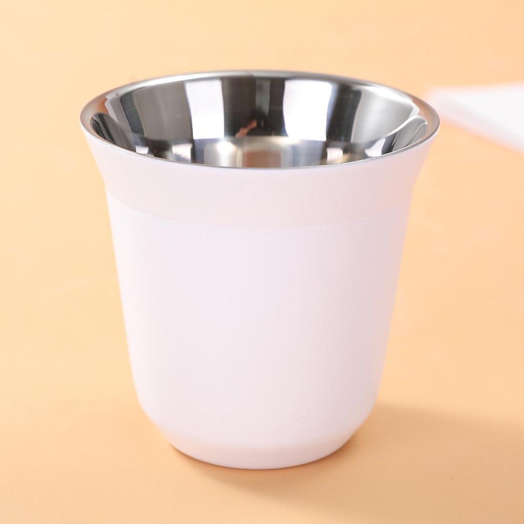 304 Stainless Steel Double-Layer Insulated Portable Beer & Coffee Cup – Anti-Scald, Solid Color, Mini Size for Outdoor Use