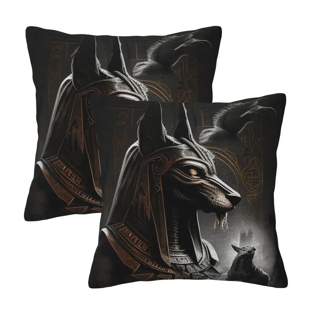 Ancient Egypt God Anubis Egyptian Pharaoh 2 Pcs Square Pillowcase Pillow Cover Cushion Decor Comfort Throw Pillow For Home Sofa