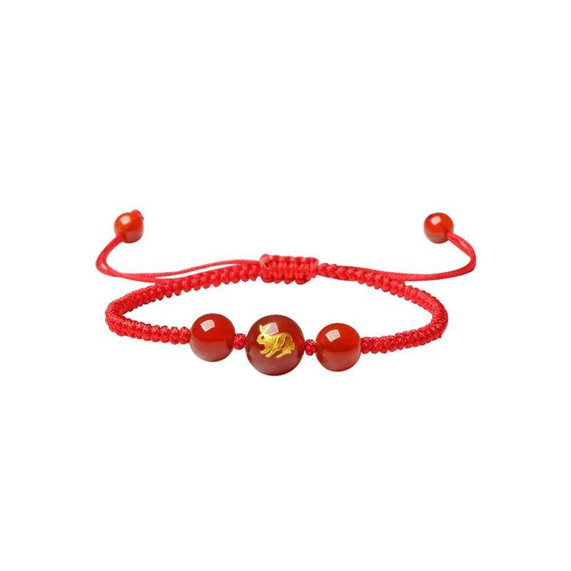 Kids Bracelet Female Snake Year Dragon Boat Festival Red Agate Colorful Braided Rope Red Woven Red Rope Girl Girl Boy Carrying Strap