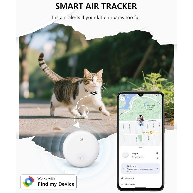 2026 Mini GPS Tracker Waterproof Tracking Tag with Collar Anti-Lost Dog Cat Global Locator for Android Google Find Hub App