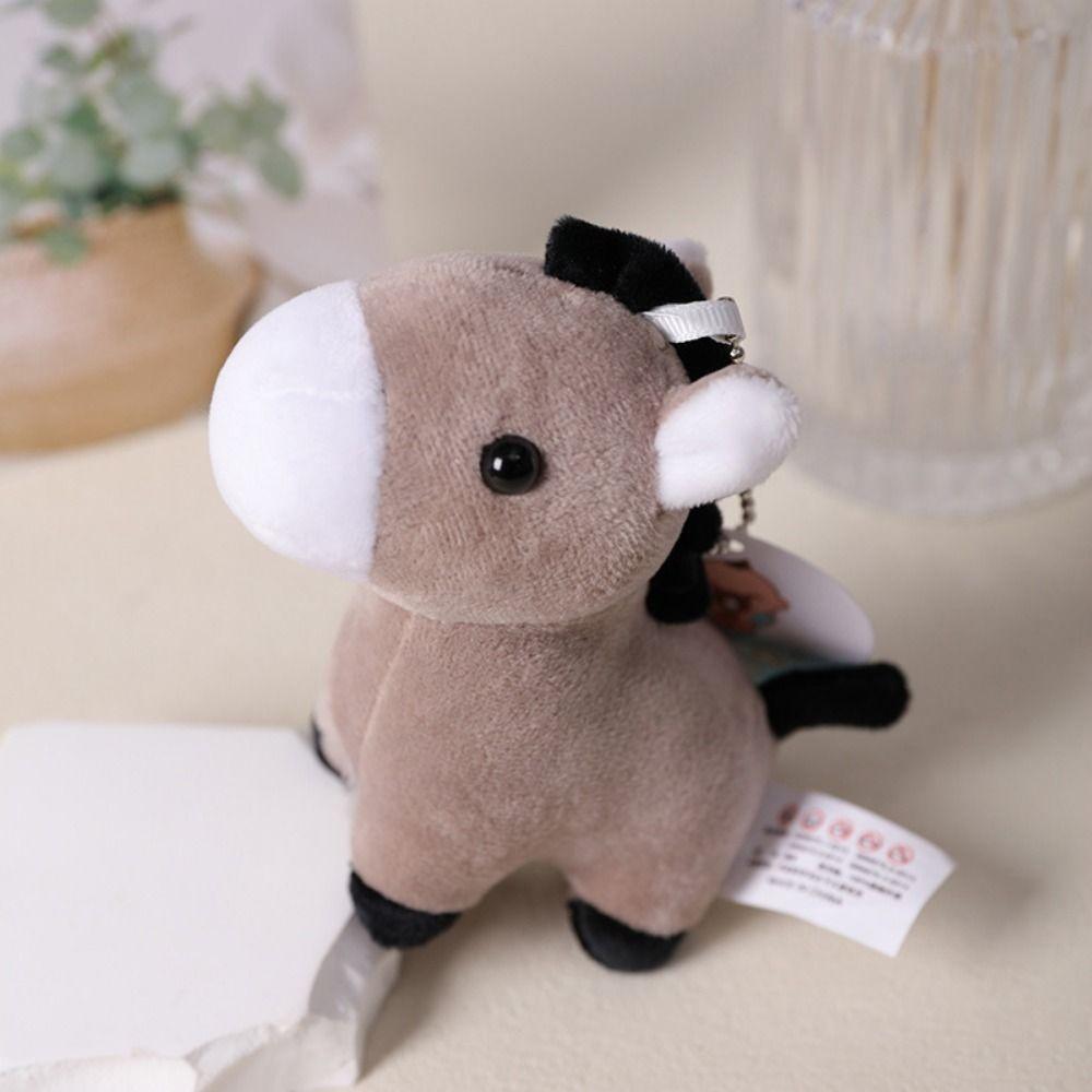 Cartoon Animal Horse Key Ring Horses Plush Donkey Small Doll School Bags Giraffe Pendant  Boy Girl
