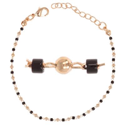 [Q8920] - Golden Red 'Boho' Gold Plated Bracelet (balls) - 17.5 Cm - 2 Mm