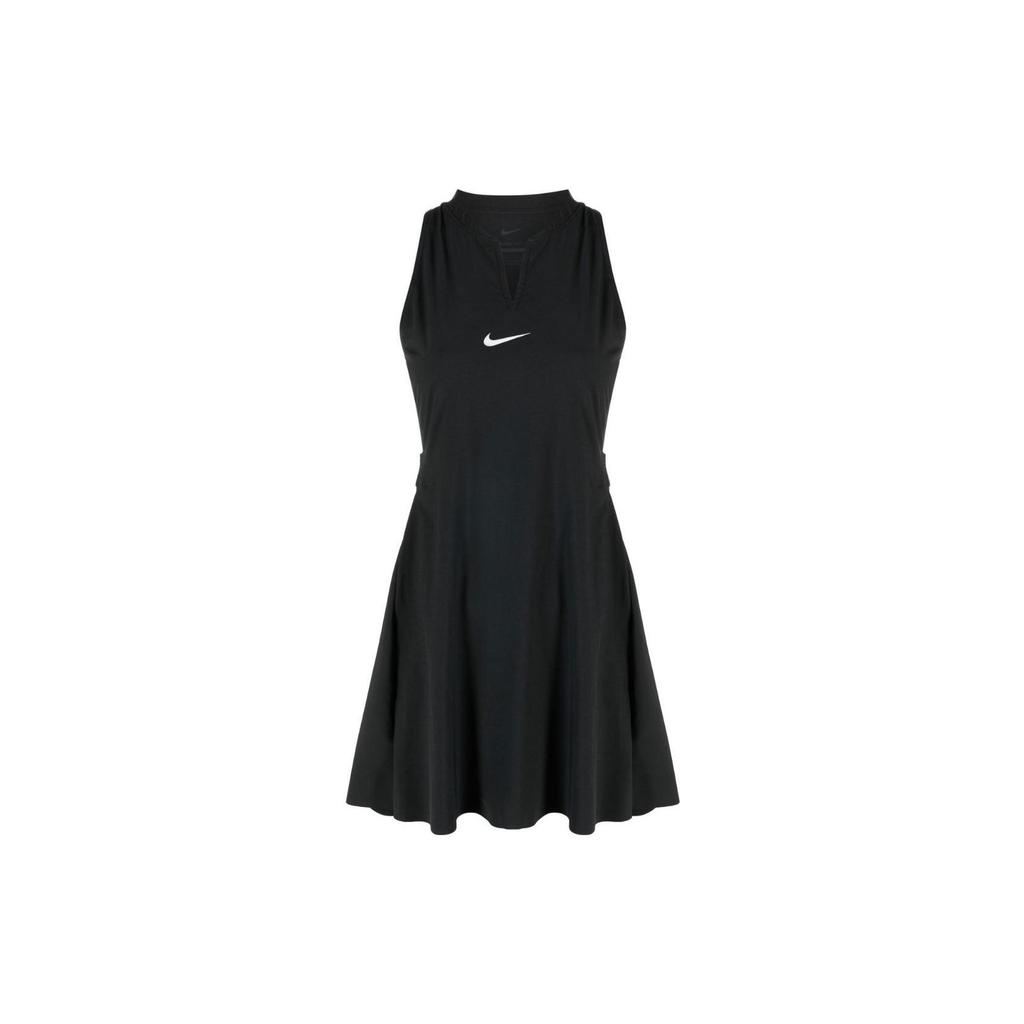 Nike Swoosh Solid Logo Print Sleeveless Dress Women Dresses Black DX1427-010