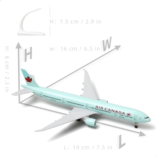 QIYUMOKE Boeing 777 Canada 1/300 Scale Diecast Metal Airplane 777 Airplane Model for Adults with Stand (8.3 Inches Long), Gift for Aviation Enthusiast