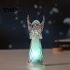 Prayer Angel Figurine Guardian Night Light, Small Reading Playing Music Acrylic Statue Decoration with LED Light for Desk, Table, Shelf Decor Peaceful