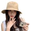 Big eaves bucket hat women's summer tide outdoor travel versatile pink cartoon small fresh sunshade sunscreen basin hat