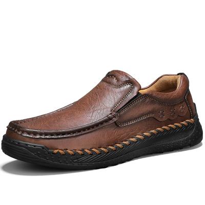 Men's Slip-on Retro Casual Shoes Large Size Handmade Genuine Leather Casual Boots Suit Casual Wedding Shoes