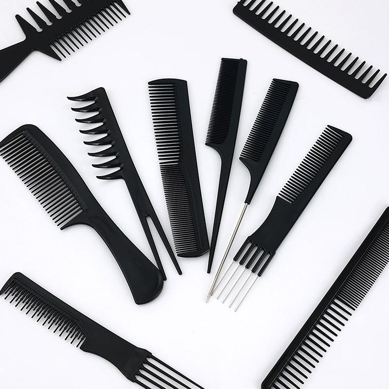 10Pcs Anti-Static Black Plastic Hairbrush For Men & Women Salon Professional Hairdressing Styling Tool