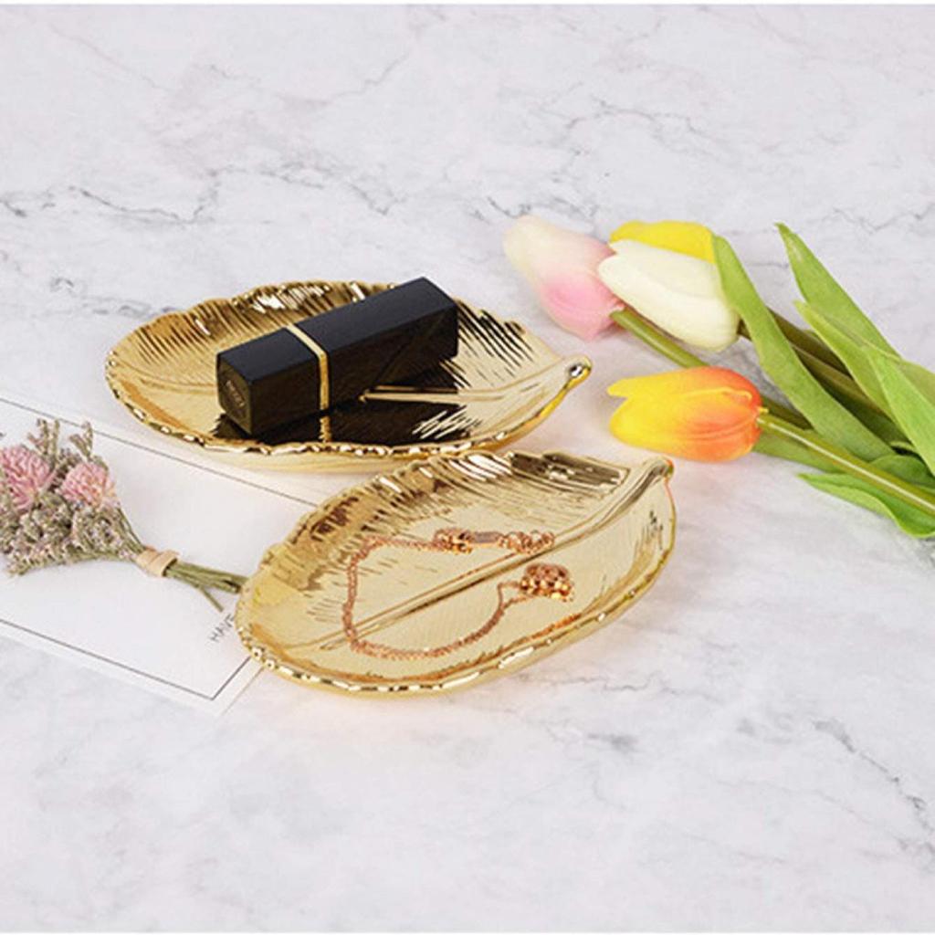 1 Stück Keramik Schmuckteller Keramik Goldblatt Teller Europäischer Keramik Schmuckaufbewahrungsteller Heimdekoration