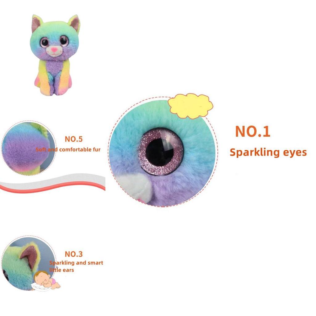 Cassidy Rainbow Cat Plush Toy Colorful And Soft Stuffed Animal For Kids' Birthdays