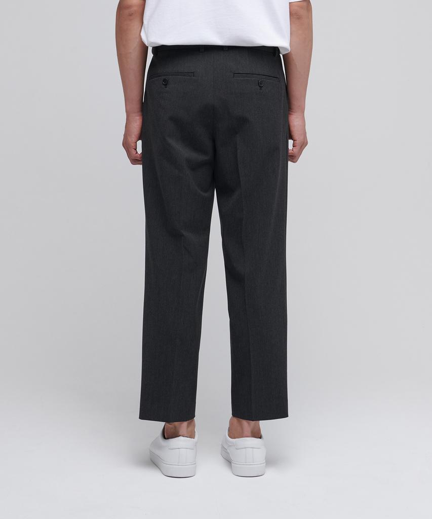 Musinsa Standard Wide Hidden Banding Crop Slacks [Charcoal Gray]