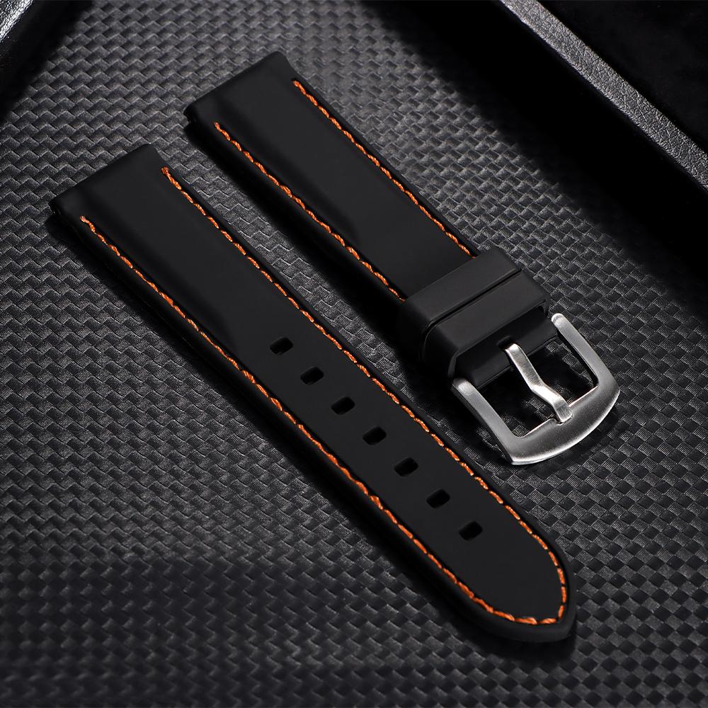 18mm 20mm 22mm 24mm 26mm Uhrenarmband Sport Vintage Silikon Uhrenarmband Edelstahlschließe Uhrenzubehör für Seiko