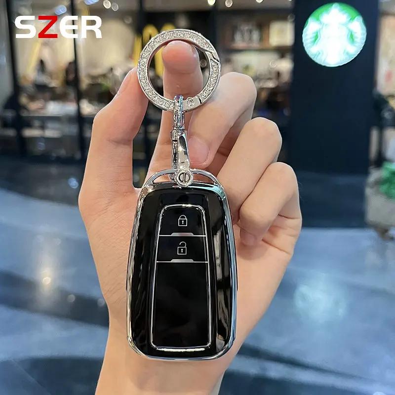 ZYU3 Madingas TPU automobilio raktų pakabukas Raktų dėklas Dangtelis Korpusas Fobas Toyota Corolla Prius Camry CHR C-HR RAV4 Altis Land Cruiser Prado raktams be rakto