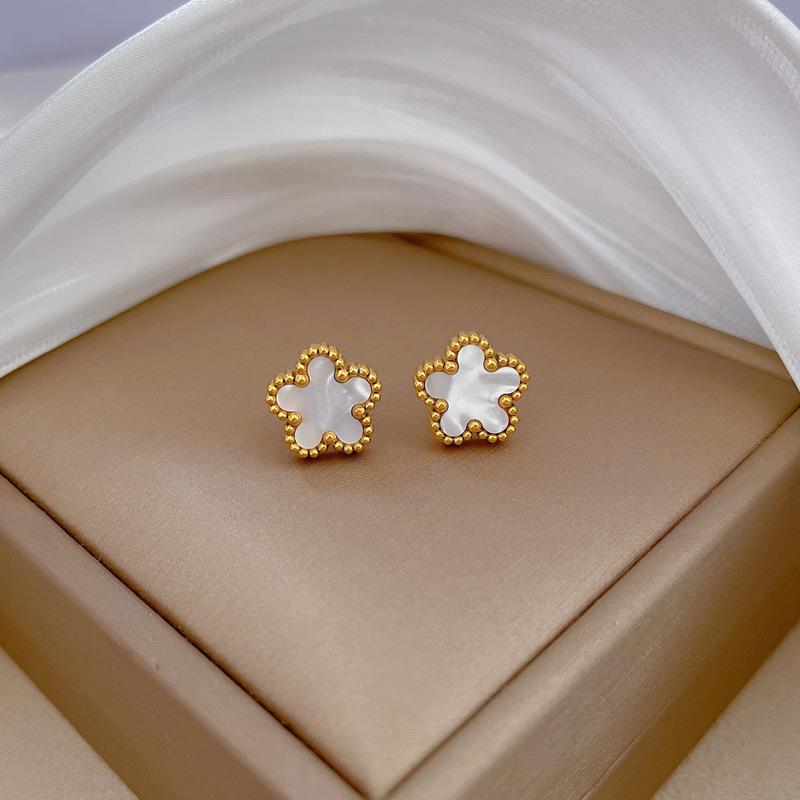 Минималистичные серьги-пусеты в виде цветка с пятью лепестками из ракушки, холодные мужские и женские серьги, индивидуальность, темперамент, банкетные серьги