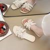 2025 Pearl Skirt New Slippers Women's Summer Wear Small Fragrant Sandals French Beach with One Word Super Fire Flat Bottom