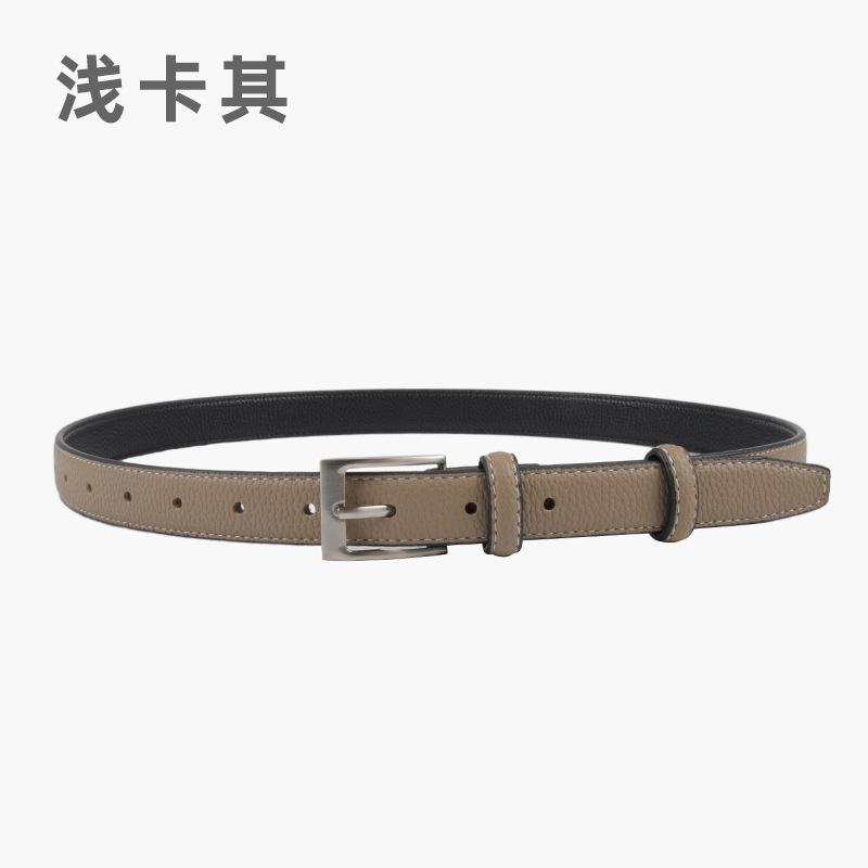 

Первый слой коровьей кожи с рисунком личи, женский ремень из натуральной кожи, ретро-ремень с джинсами, повседневные брюки, ширина 2,3 см, пряжка 105cm легкие хаки