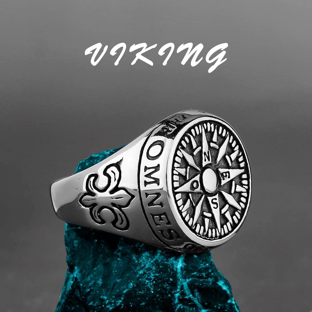 Nordic Viking Stainless Steel Ring Anchor Compass Tree of Life Rune Amulet Wolf Men Women Finger Jewelry Biker Party Club Gift