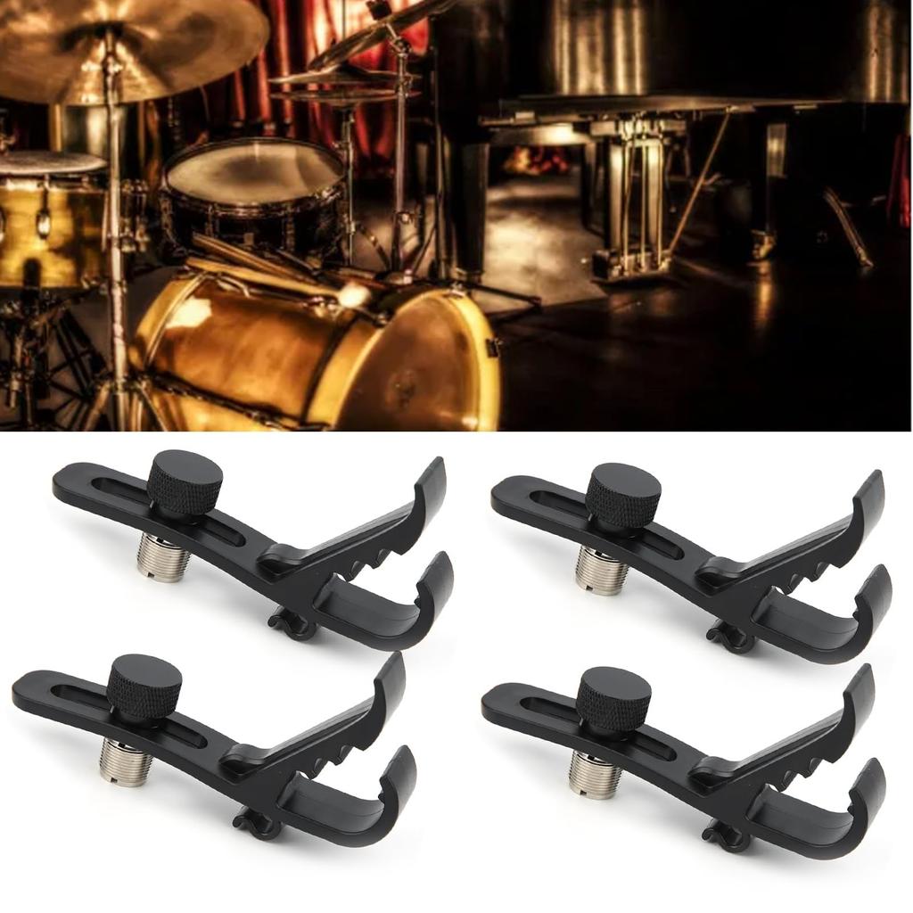 Drum Microphone Fixed Clamp Set of Three Groove Adjustable for Musical Instruments and Drum Versatile Clips, Holders, 4, Shockproof, Points, Height,