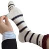 Boneless Striped Socks Women'S Contrast Color Double Luo Mouth Letter Cloth Label Mid-Tube Socks Cotton Sweat-Absorbing Breathable Pile Socks