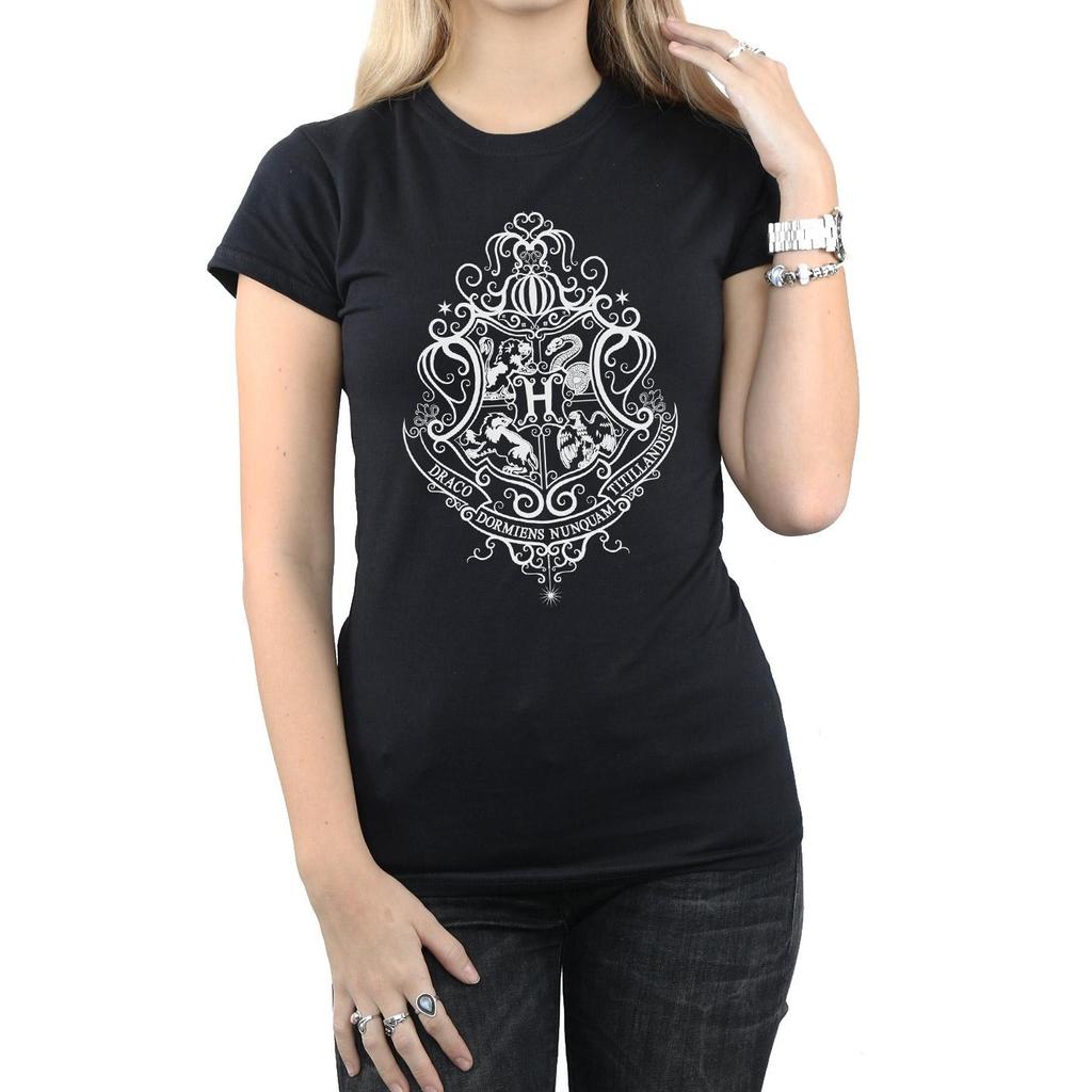 HARRY POTTER Womens/Ladies Hogwarts Draco Dormiens Crest Cotton T-Shirt