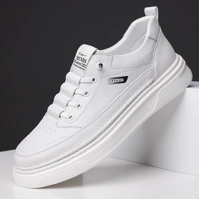 Italian Men Leather Casual Shoes 2024 Summer New Fashion Outdoor Breathable Antiskid Running Thick Soled Casual Walking Shoes