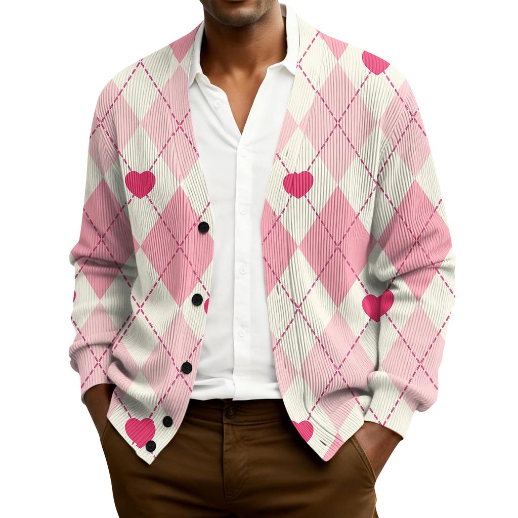 Men's Ribbed Knit Long-Sleeve Cardigan