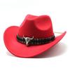 Cappello da Cowboy Western Vento Corno Lana Cappello a Cilindro Jazz Uomo e Donna Etnico Feltro Cappello a Tesa Larga