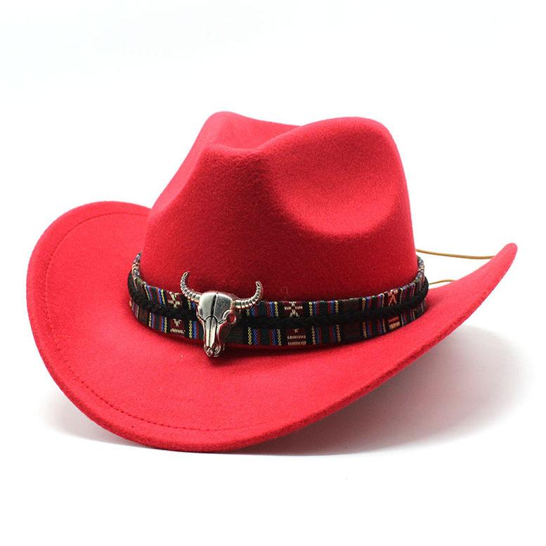 Cappello da Cowboy Western Vento Corno Lana Cappello a Cilindro Jazz Uomo e Donna Etnico Feltro Cappello a Tesa Larga