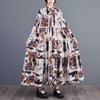 Herbst Neu Locker Große Größe Druck Stitching Kuchenkleid