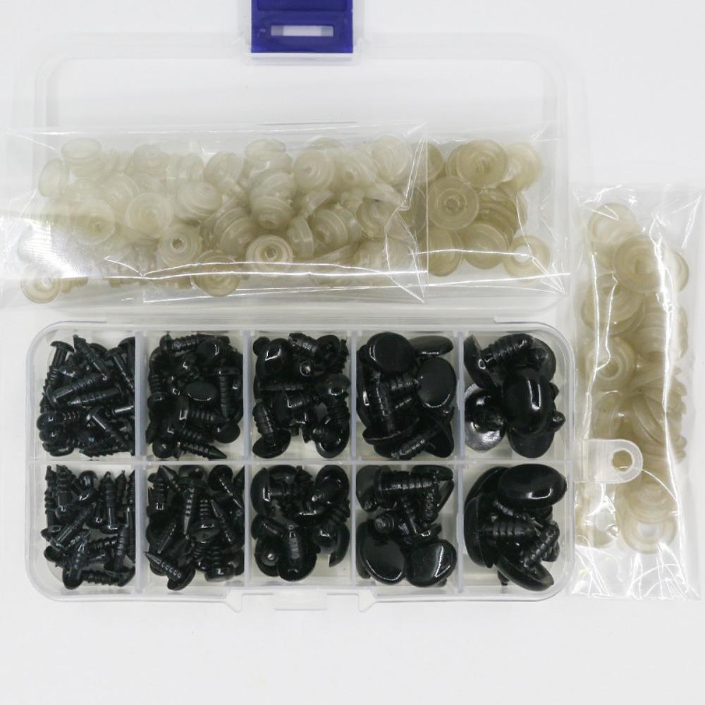 125pcs/box Oval Shape Plastic Safety Eyes Black Black Screw Eyes Plush Doll DIY Toy Eyes For Toys