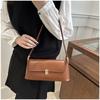 Minimalist Faux Leather Baguette Purse for Women Small Shoulder Crossbody Fashionable Daily Handbag CLE