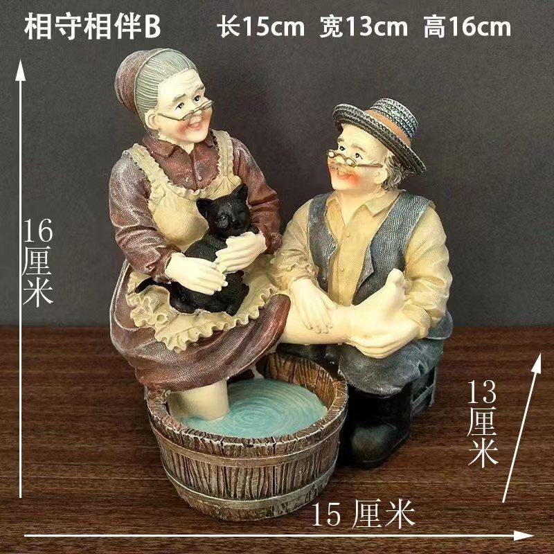 Europe Sweet Grandparents Resin Sculpture Accessories Art Wedding Anniversary Gifts Home Bedroom Desktop Statue Decoration Items